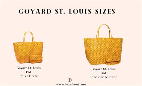 goyard st. louis pm price|goyard tote bag size comparison.